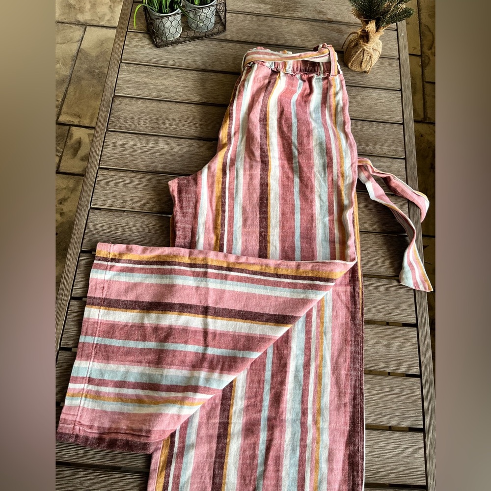 Ana- pink and white Wide Pants Medium